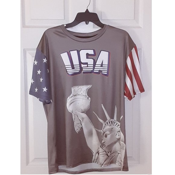 Men's Graphic Print T-Shirt America # 1 - Statue of Liberty - Stars & Stripes - Picture 3 of 5
